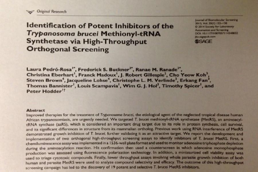 Dr. Pedro Rosa ... Published article (Journal of Biomolecular Screening)